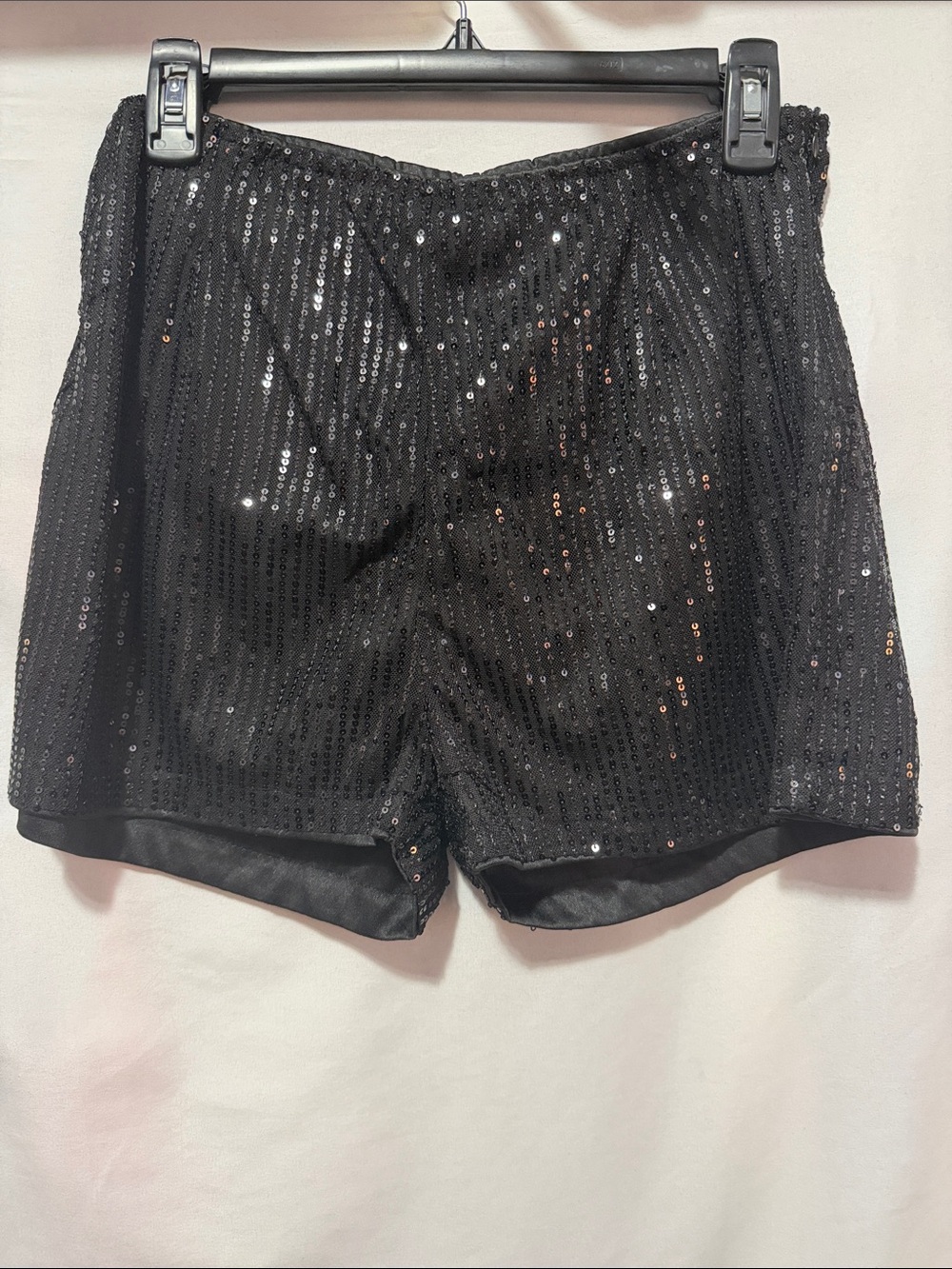 Black High-Waist Sequin Shorts